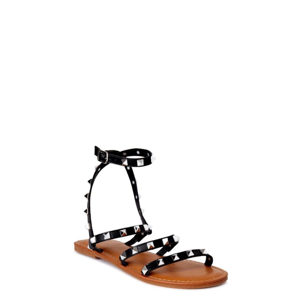 Black Studded Gladiator Sandals